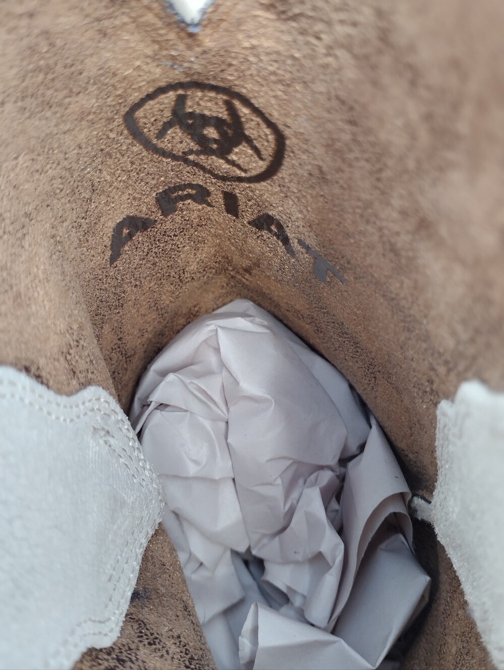 Ariat Cream Western Heeled Cowboy Boots with Brown Heel - Picture 10 of 16